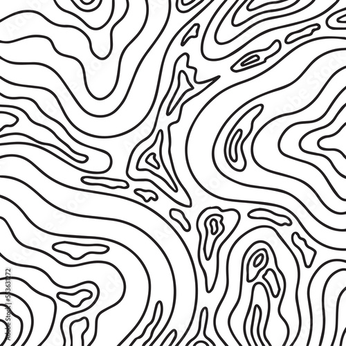 Black and white monochrome geography or ground topography mesh contour decoration simple flat minimalist square vector background. Natural measurement themed wallpaper backdrop.