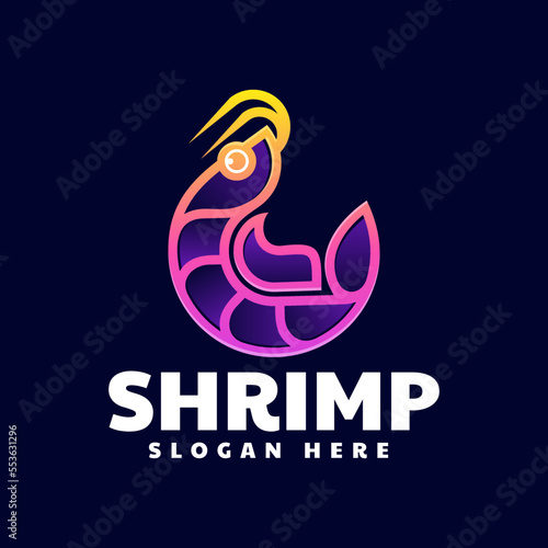 Vector Logo Illustration Shrimp Gradient Line Art Style.