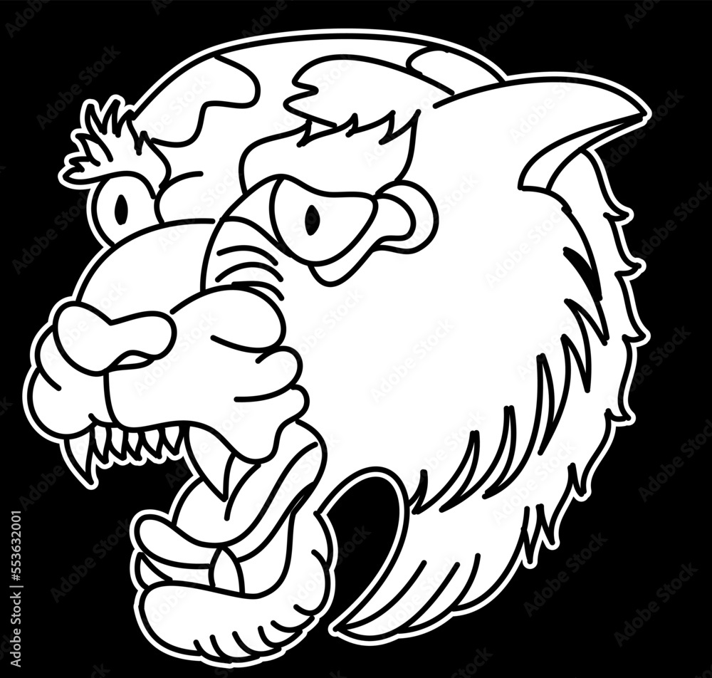 Tiger head silhouette vector isolate on white background. Tiger head silhouette vector isolate on white background.