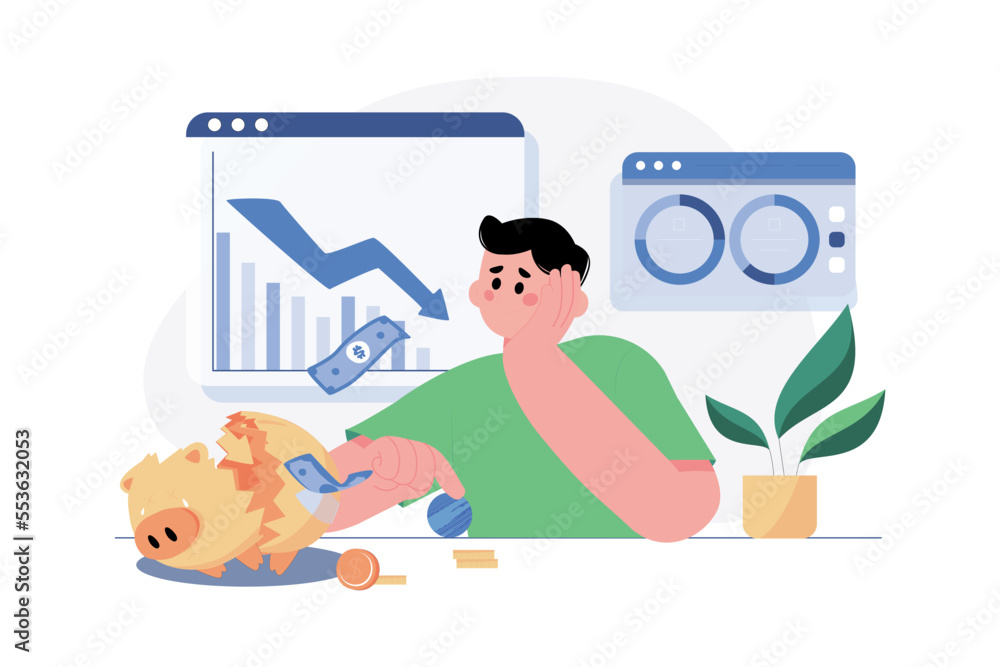 Investment Loss Illustration concept on white background Investment Loss Illustration concept on white background