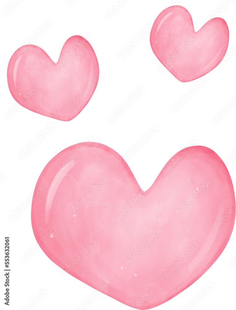 cute watercolour hearts shape