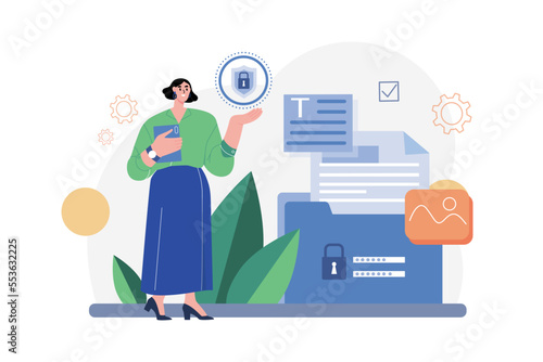 Confidential Documents Security Illustration concept on white background