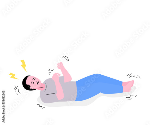 Isolated of a old man with epileptic seizures, flat vector illustration. 