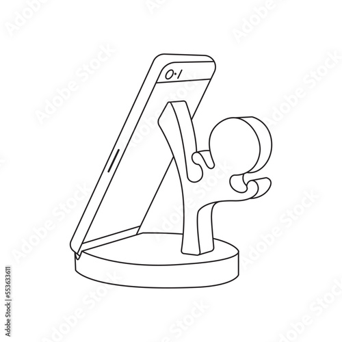 line art vector for mobile phone holder stand.