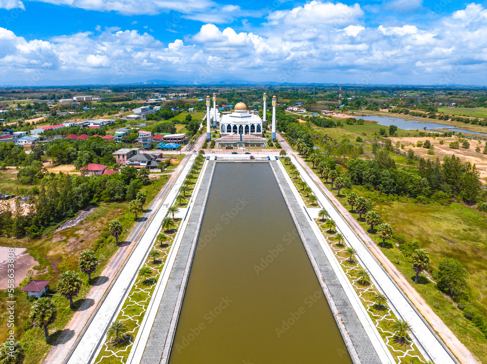 Aerial view of Central Mosque in Songkhla, Thailand