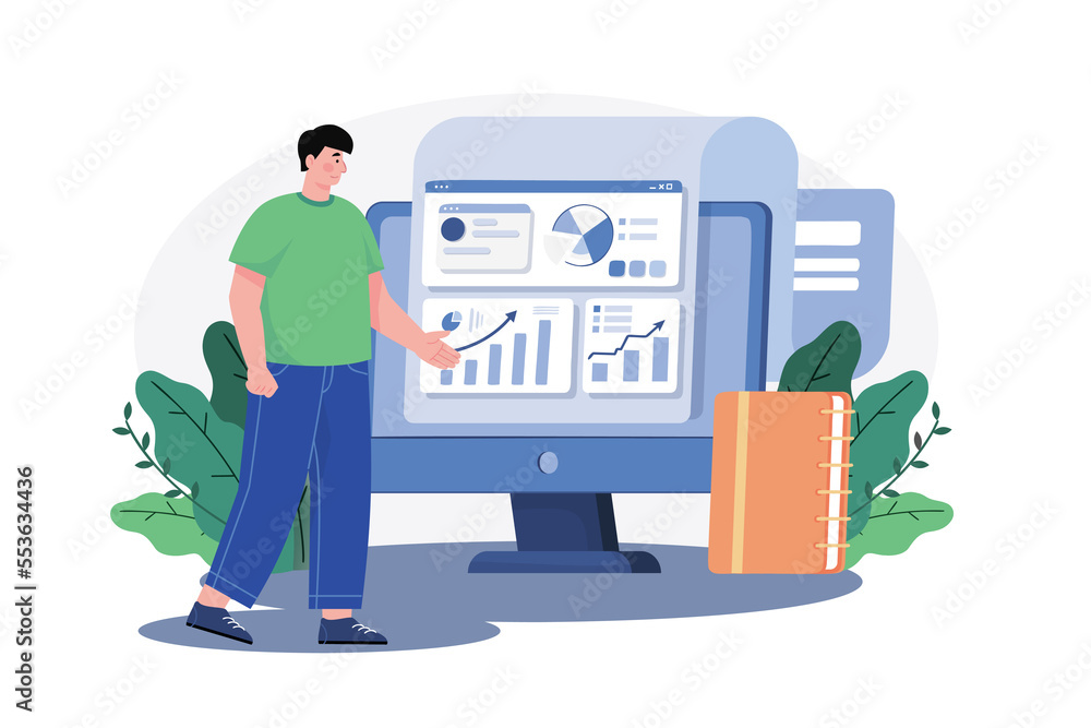 Man Working On The Business Datasheet Man Working On The Business Datasheet