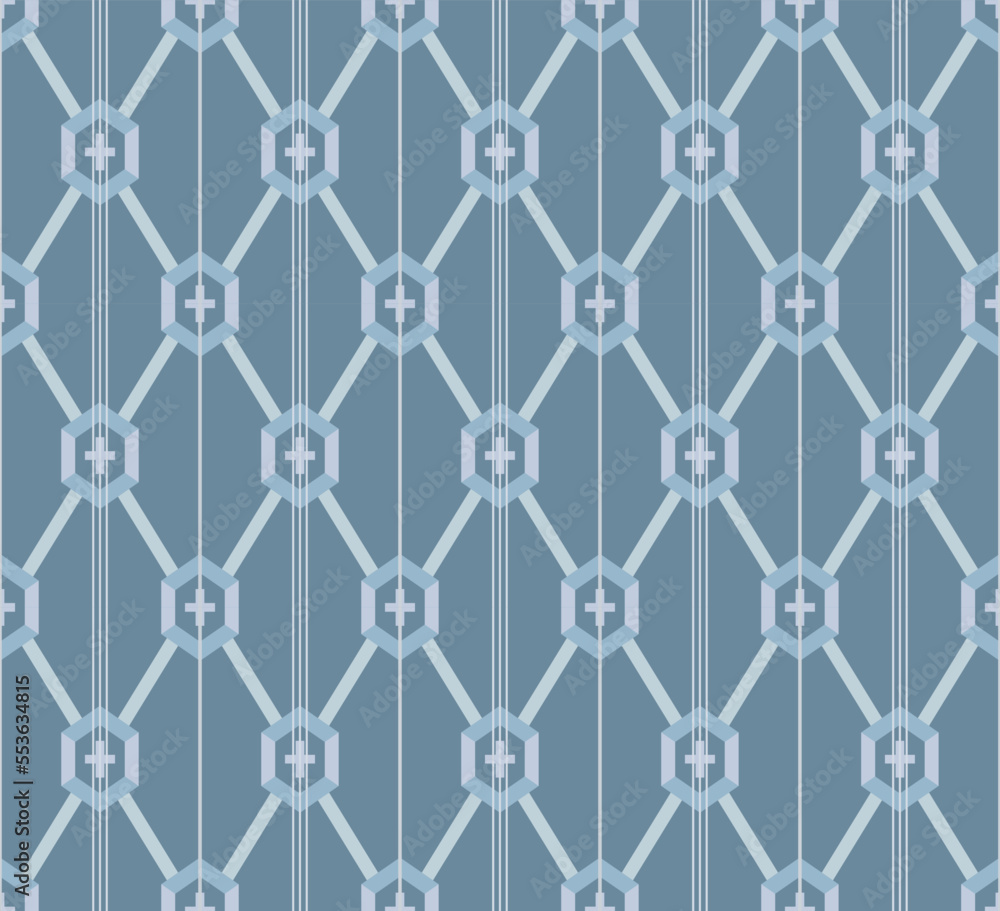 Fototapeta premium Japanese Diamond Hexagon Net Vector Seamless Pattern