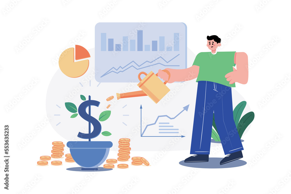 Business Investment Illustration concept on white background