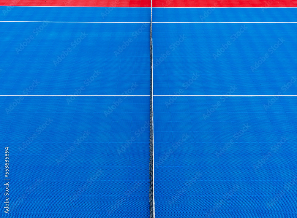 Empty blue tennis hard court