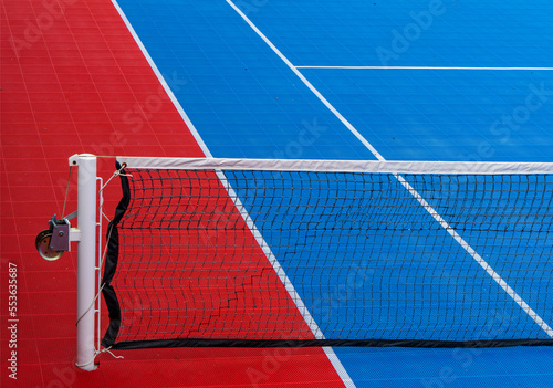 Empty blue tennis hard court