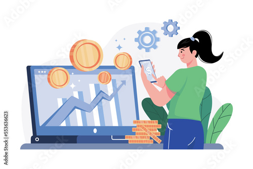 Cryptocurrency Analytic Illustration concept on white background