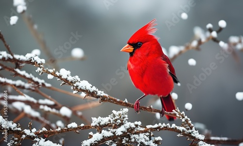 Fotografiet cardinal in winter
