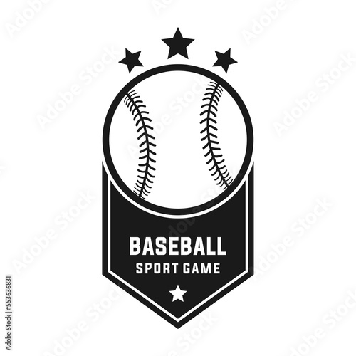 baseball badge vector graphic template. sport illustration in ribbon label style.