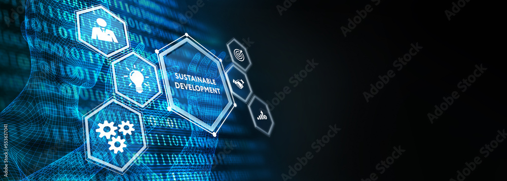 SUSTAINABLE DEVELOPMENT inscription, cloud technology concept. Business, Technology, Internet and network concept. 3d illustration SUSTAINABLE DEVELOPMENT inscription, cloud technology concept. Business, Technology, Internet and network concept. 3d illustration