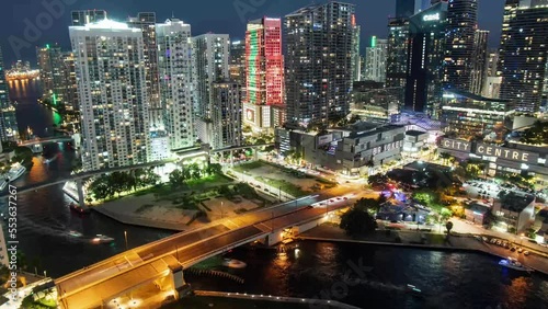 A moving timelapse of Brickell Miami starting at sunset into the night. Shot on a gimbal panning to the right over a one hour time period. photo