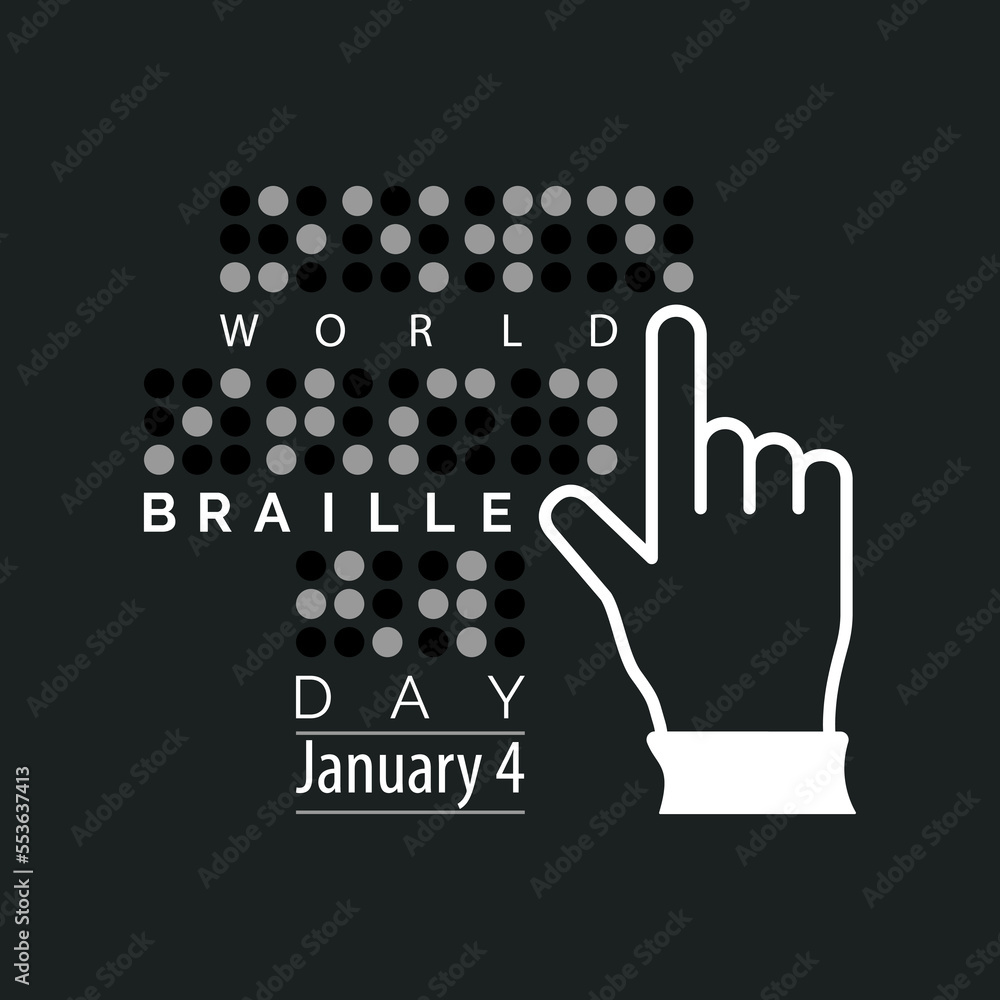 Obraz premium Vector illustration ,World Braille day is observed every year on January 4. Eps 10