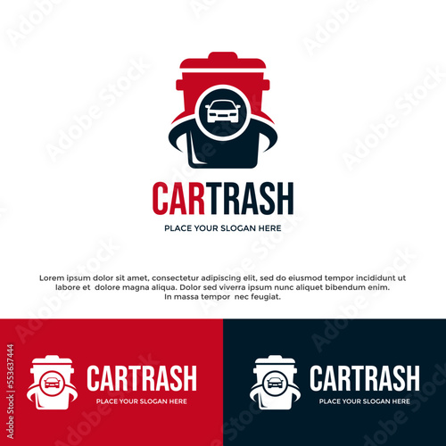Trash car vector logo template