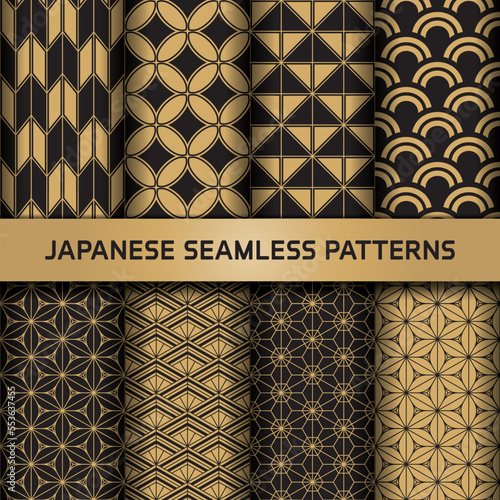 Luxury gold japanese geometric seamless pattern collection. CMYK color mode ready to print.