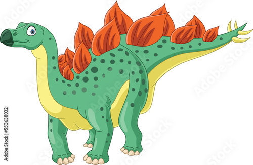 Cartoon stegosaurus on white background