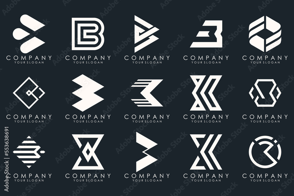 Naklejka premium abstract letter B logo icon set. design for business of luxury, elegant, simple.