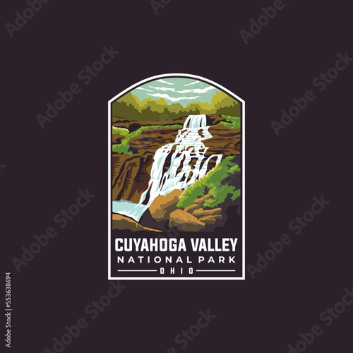Cuyahoga Valley national park vector template. Ohio landmark illustration in patch emblem style. photo