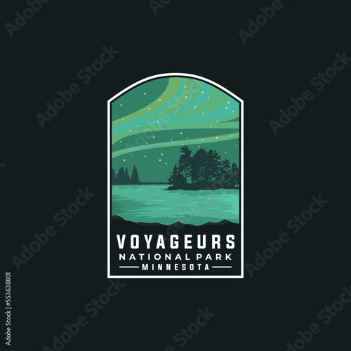 Voyageurs national park vector template. Minnesota landmark illustration in patch emblem style. photo