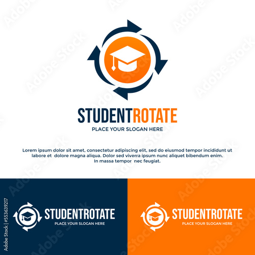 Student exchange or rotate vector logo template