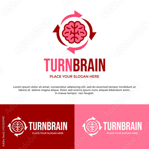 Turn or refresh brain vector logo template