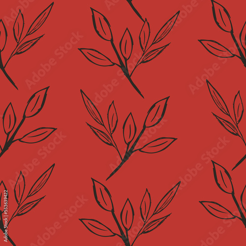 Red Leaf surprising toile seamless repeat pattern
