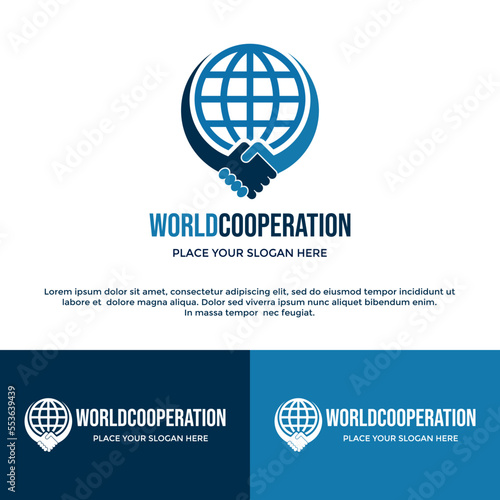 World cooperation vector logo template