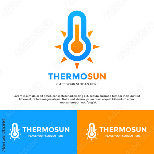 Thermometer and sun vector logo template
