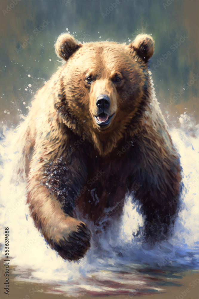 Obraz premium Brown bear dynamic pose 