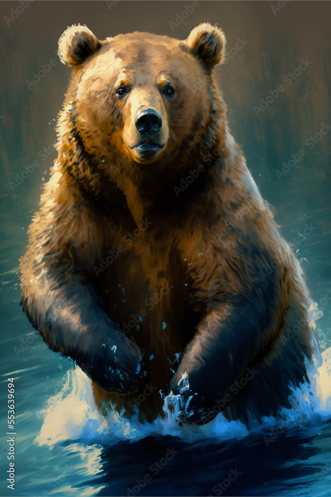 Fototapeta premium Brown bear dynamic pose 