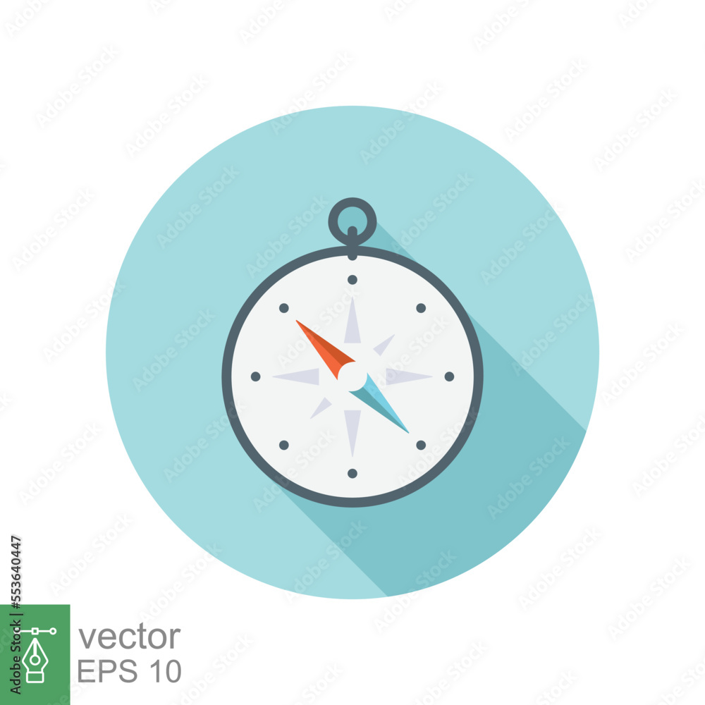 Compass flat icon. Map, travel, retro compass with arrow, north, east, south, west, adventure, navigation concept. Vector illustration isolated on white background. EPS 10. Compass flat icon. Map, travel, retro compass with arrow, north, east, south, west, adventure, navigation concept. Vector illustration isolated on white background. EPS 10.