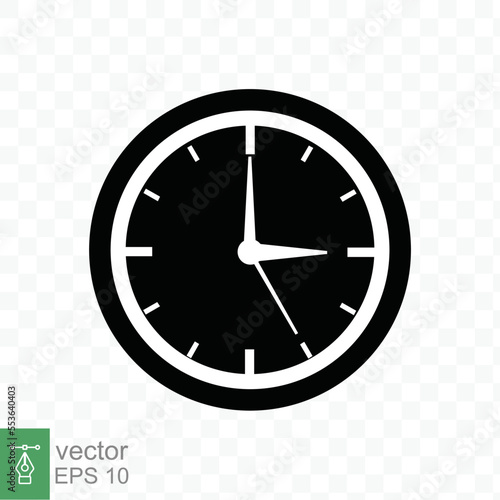 Free Download Clock icon. Simple flat style. Circle wall clock face, black analog clock with arrow element, business, technology concept. Vector illustration design isolated on transparent background. EPS 10. - GFXLoad