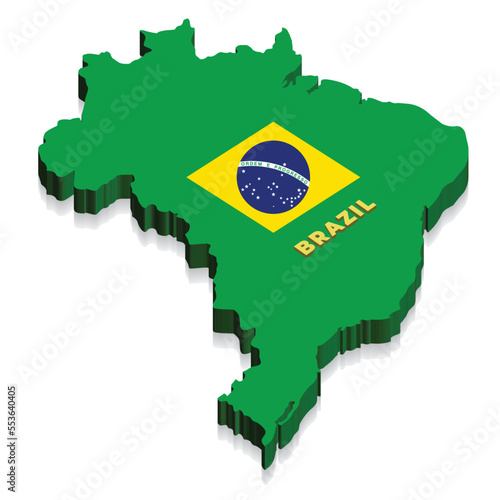 3d flag map of Brazil