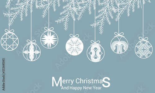 Merry Christmas  and new happy year  flat design greeting card  illustration .