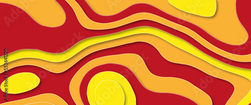 Colorful papercut and multilayer cutout geometric pattern on vector. Beautiful topography concept or smooth origami shape paper texture. Abstract background with waves.