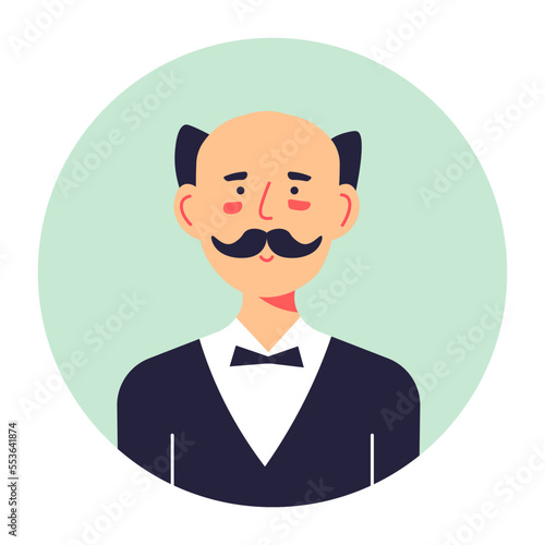 Senior character portrait, butler in official suit or uniform