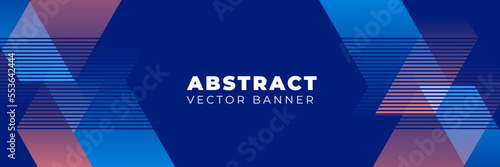 Blue background abstract horizontal banner vector, template design with copy space