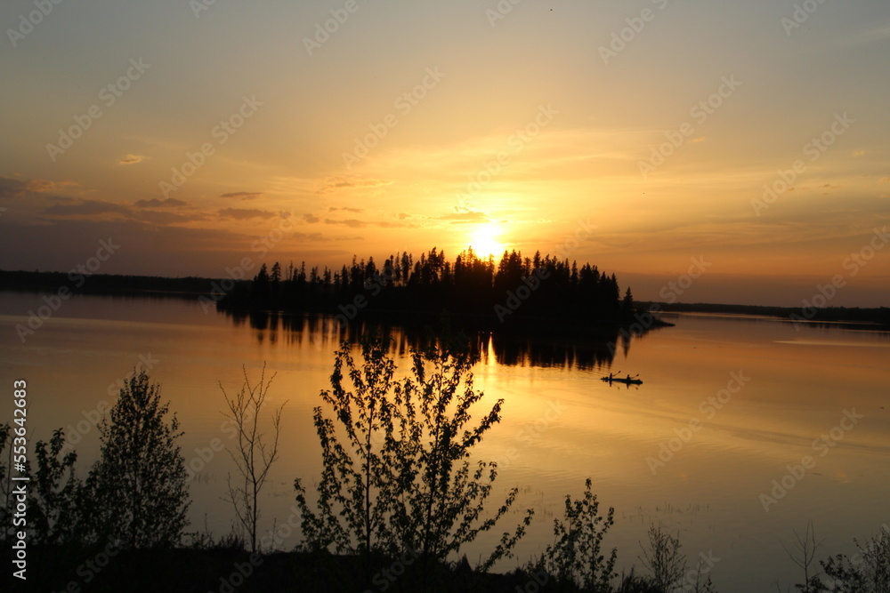 sunset over island, Elk Island National Park, Alberta