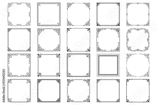 Set of decorative Isolated icon frames. Retro ornamental frame, vintage rectangle ornaments & ornate border. Decorative wedding frames, antique museum picture borders or deco divider. vector art
