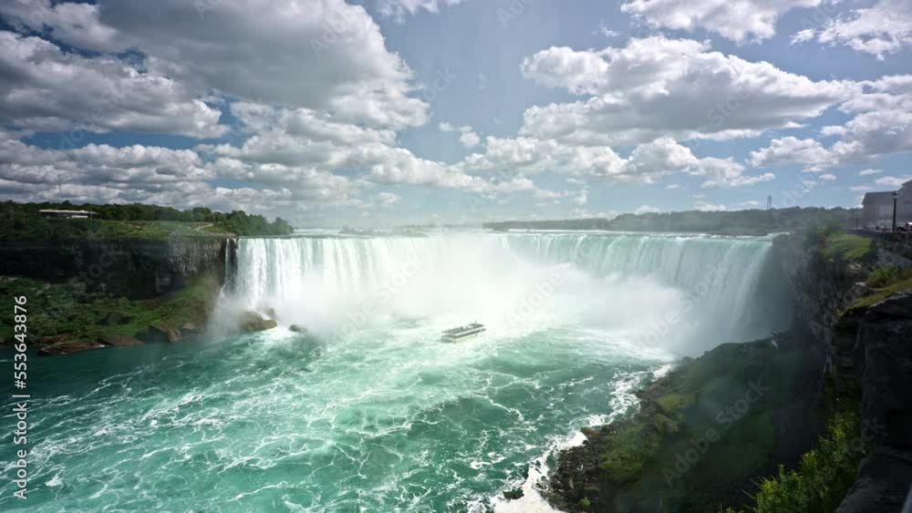 Water flows over the edge of the Horseshoe Falls on the Canadian side of Niagara Falls, Ontario Water flows over the edge of the Horseshoe Falls on the Canadian side of Niagara Falls, Ontario