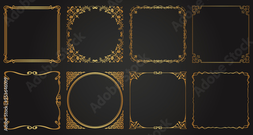 Decorative Isolated frames. Retro ornamental frame, vintage Square ornaments & ornate border. Decorative wedding frames, antique museum picture borders or deco dividers. vector art