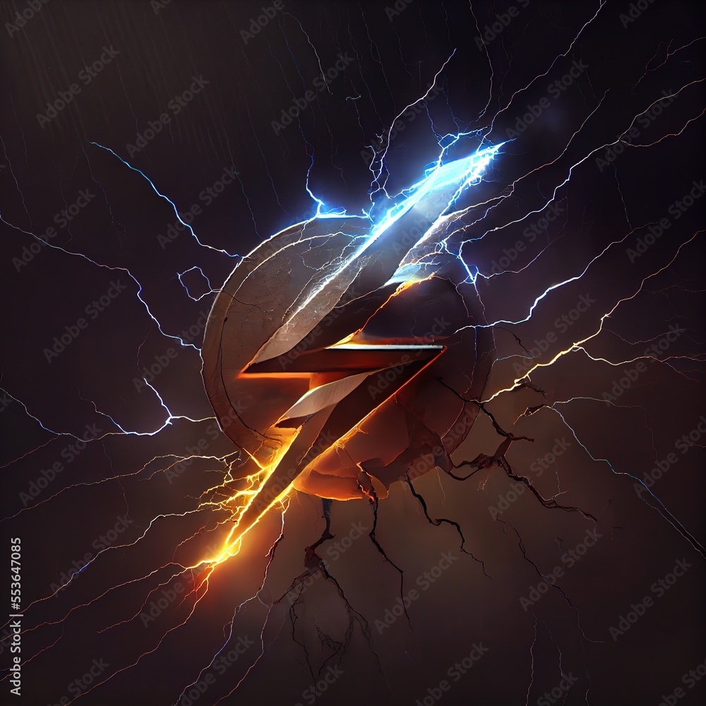 a lightning bolt is shown in the middle of a dark background with ...