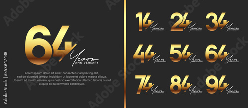 set of anniversary logo style gold and white color on black background for special moment