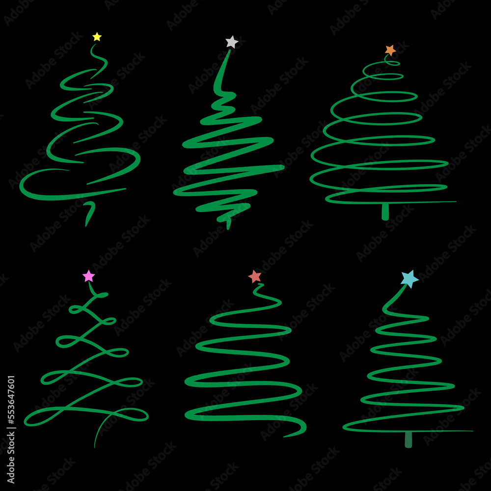 Set of hand draw Vector Christmas trees. Set of hand draw Vector Christmas trees.
