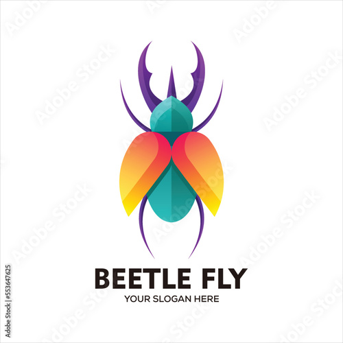 Vector modern beetle logo design in gradient style