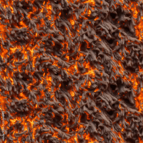 seamless texture of swirling fire and igneous formations
