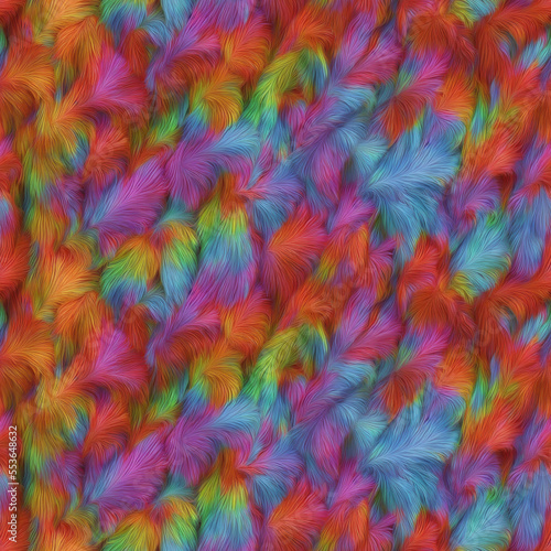 seamless texture of colorful swirly rainbow feathers © timothy